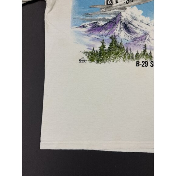 Rare Vintage 90s Boeing B-29 Superfortress Art White Shirt Oneita Small USA Made - Picture 6 of 9